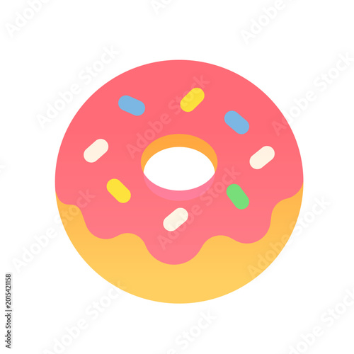 Strawberry Donut Flat Icon
