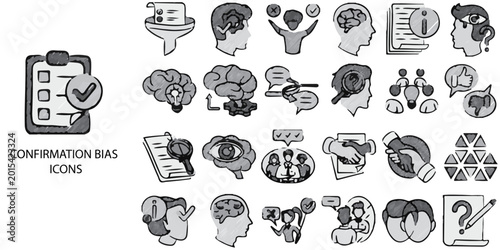 Foto Confirmation Bias simple concept 24 Grew color icons set