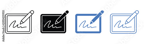 Fotografía Digital signature icon vector set, electronic signing document symbols with pen