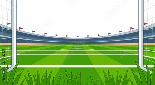 Football stadium field view from goalpost illustration isolated on transparent background