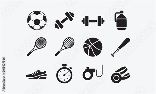 Fotografía Simple of Boxing Related Vector Solid silhouette and line art vector icon set Co