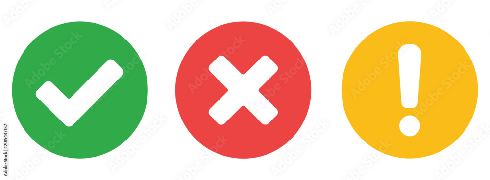 Obraz premium Notification icon set with UI symbols showing success warning error and message status indicators checkmark exclamation and cross icons for application alerts and interface feedback system