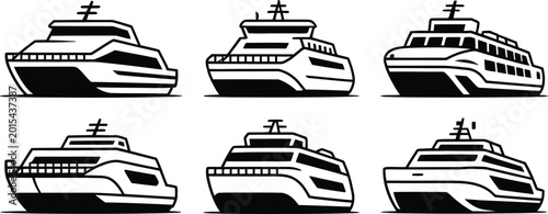 Obraz na płótnie Yacht boat ship marine vector icon set flat graphic art