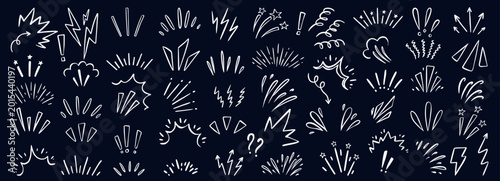 Dynamic comic line art with expressive movement effects, cartoon arrows, and manga-style emphasis elements for creative storytelling and bold visual communication