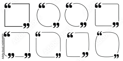 Tableau sur toile Quote box frame icon set featuring blank template quote remarks empty speech bub