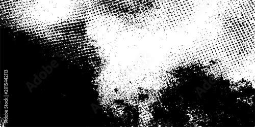 Foto Abstract grunge halftone background vector design featuring black ink splats and