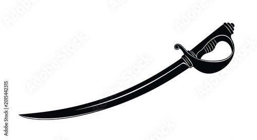 Photos Elegant saber silhouette vintage curved sword design for historical or fantasy g
