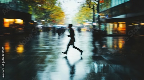 Running in the city rain