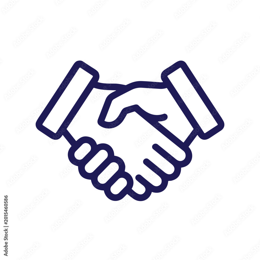 Fototapeta premium Handshake Line Icon — Business Deal, Partnership, Agreement, Trust, Cooperation Vector Symbol