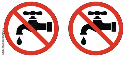 Tableau sur toile Water prohibition icon set featuring no drinking water and water restriction sym