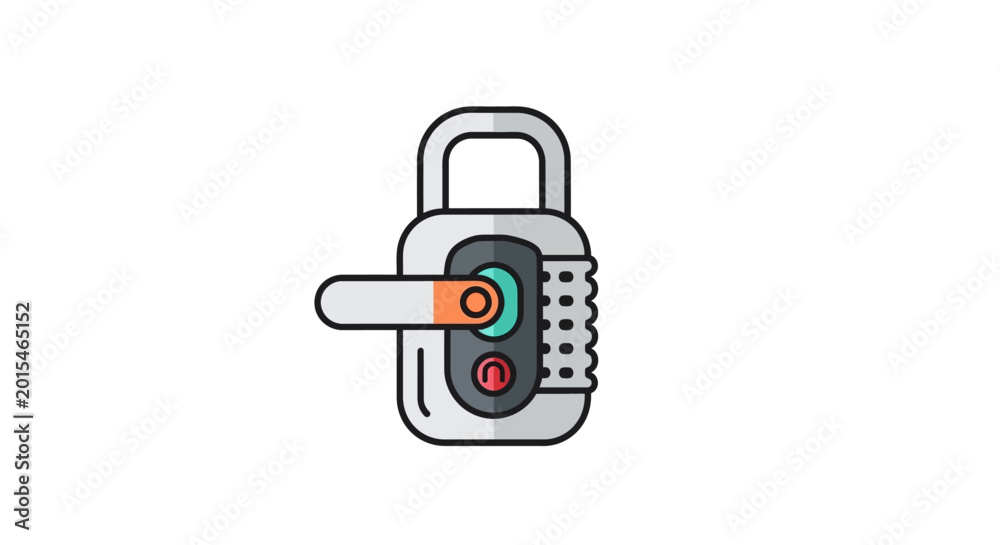 Naklejka premium Combination lock with colorful dial.