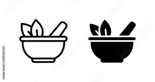 Bild auf Leinwand Mortar and Pestle Icons, Herbal Medicine, Natural Remedies, Pharmacy Symbols