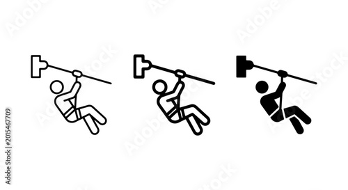Foto Zipline Adventure Icons, Extreme Sports Vector Graphics, Thrill Ride Symbols
