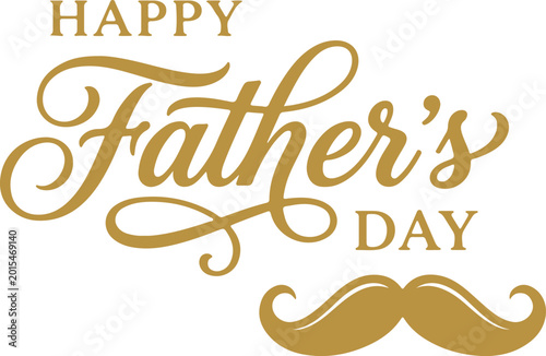 Canvastavla Happy Fathers Day gold calligraphy text with stylish mustache graphic