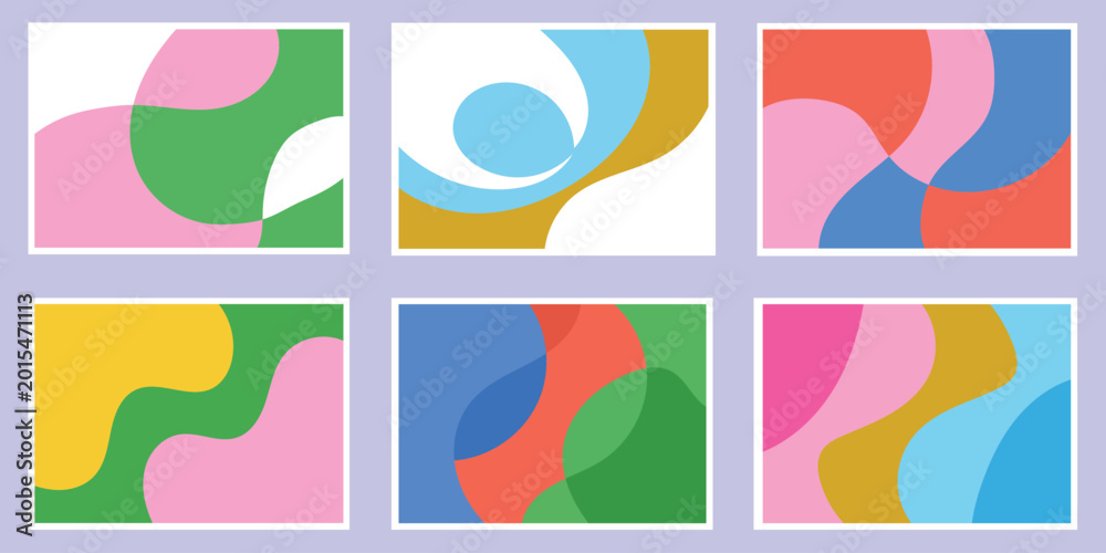 Fototapeta premium Abstract organic shapes pattern set with organic colorful blobs.