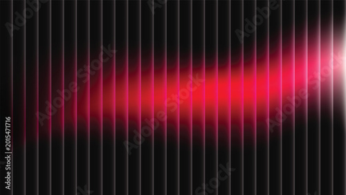 Foto Vibrant red light beam on black background.