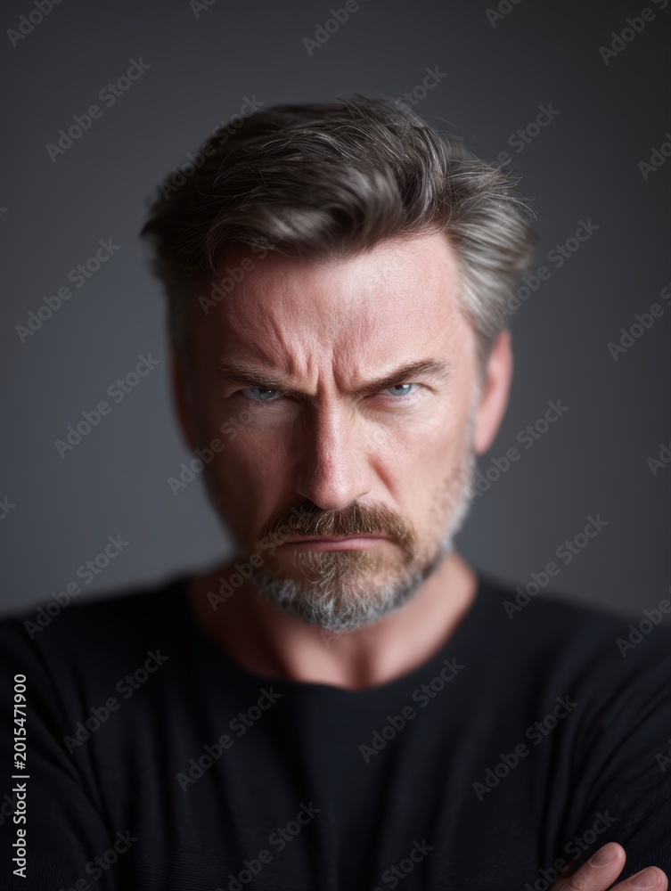 Fototapeta premium Angry man face expression, emotion concept