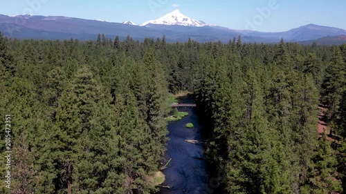 Aerial View of Metolius River and Mount Jefferson in Oregon