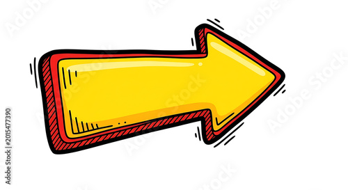Yellow arrow pointing right isolated on transparent background