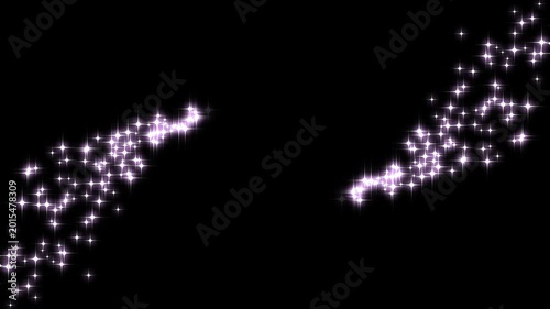 Twinkle sparkle stars animation, particles sparkling glitter trail, glitter line transition, particles magic tail sparkling glitter star dust trail loop animation on black background. 4k