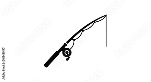 Obraz na płótnie Fishing rod silhouette on a white background