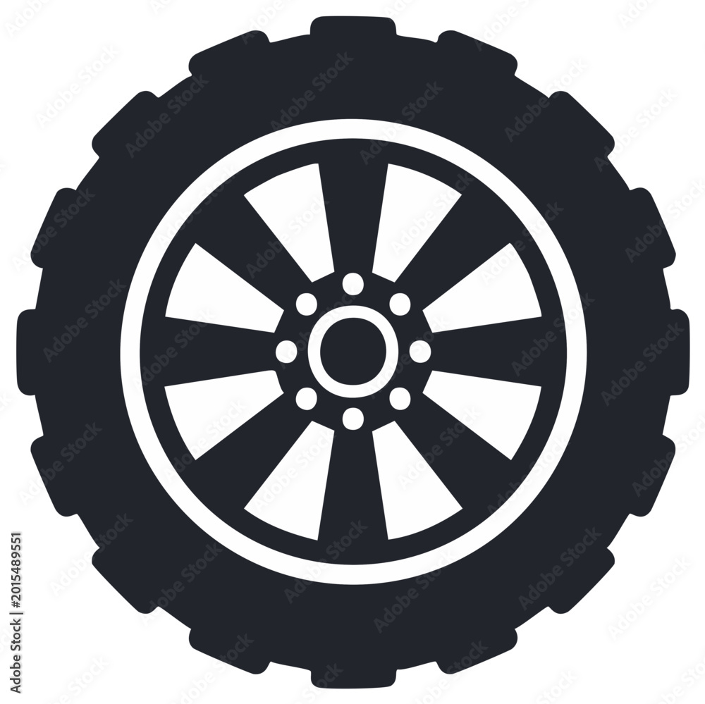 Obraz premium Off-road wheel tire icon with knobs vector graphic element for automotive or transportation theme