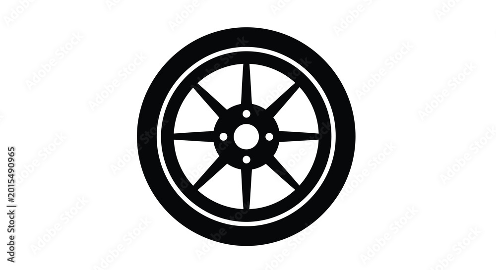 Fototapeta premium Wheel silhouette on a white background automotive tire design