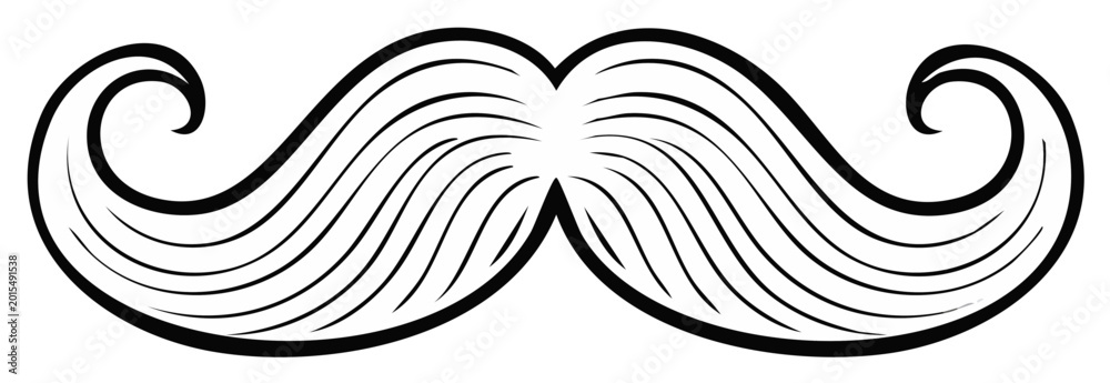 Fototapeta premium Black and white mustache illustration in a classic style