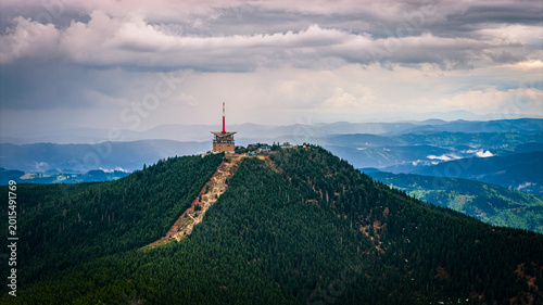 mountain landscape with clouds, Lysá Hora, Czech Republic 