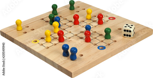 Ludo board game with die and pieces