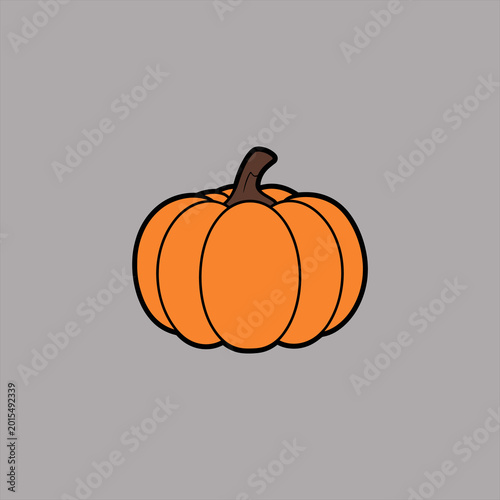 vector illustration of a pumpkin Simple Orange Pumpkin Illustration on Gray Background. Minimalist Autumn Harvest Pumpkin Icon. 