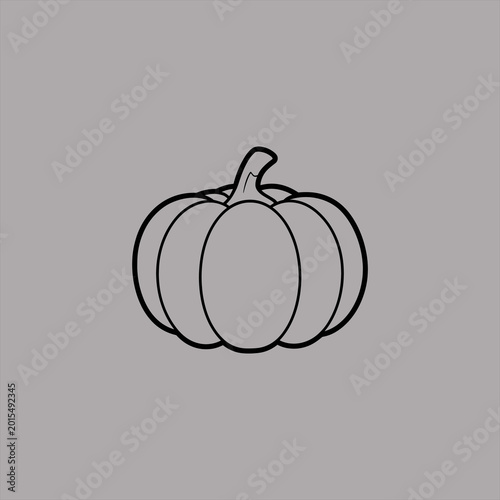 vector illustration of a pumpkin Simple Orange Pumpkin Illustration on Gray Background. Minimalist Autumn Harvest Pumpkin Icon. 