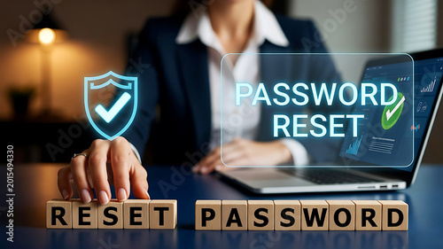 Obraz na płótnie Password reset concept with woman and laptop