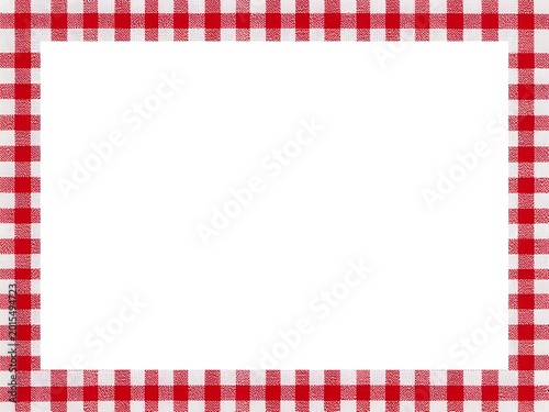 red and White Gingham Checkered Tablecloth Border Frame with Empty Background