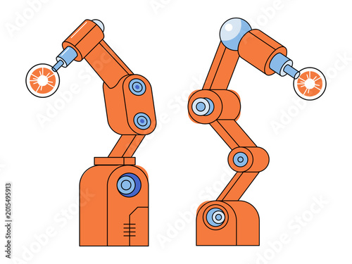Photos Orange industrial robotic arms vector illustration