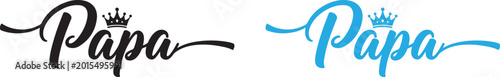 Foto Papa text with crown silhouette in black and blue