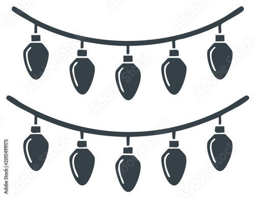 Christmas Lights Strand Graphic Silhouette, Holiday Decoration Garland, Party Bulb Lights Strings