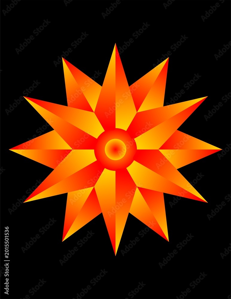 Obraz premium Orange Sun Flower Abstract Symbol