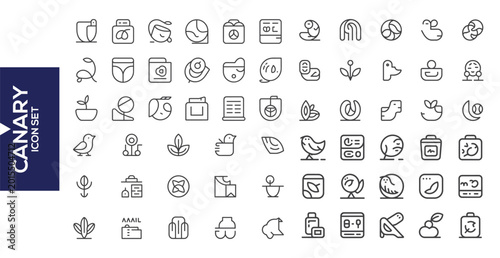 Quadro su tela Canary Icon Set: A comprehensive collection of clean, modern icons in a minimalist linear style, suitable for various design applications, presenting a versatile and adaptable visual toolkit