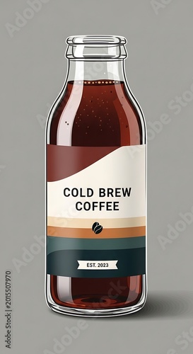Cold brew coffee in glass bottle.