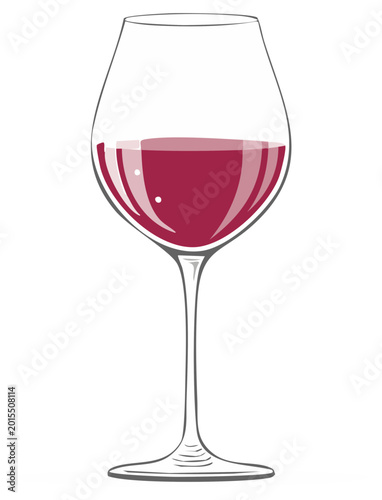 Classic red wine glass filled with wine, an elegant vector illustration