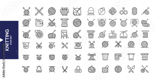 Bild auf Leinwand Knitting Icon Set: A comprehensive collection of meticulously crafted knitting icons, offering a visual encyclopedia of the craft, perfect for designers, educators, and hobbyists