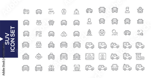 Foto SUV Icon Collection: A comprehensive compilation of sleek SUV icons, embodying the versatility and utility of this vehicle class, ready for design application