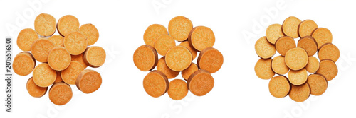Tablou pe pânză Round golden crackers crisp salted biscuits snack food baked crunchy appetizer p
