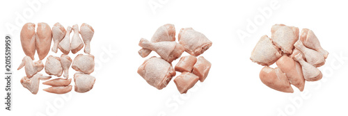 Tableau sur toile Diced raw pork meat cubes fresh butcher protein chunk food cooking dinner beef i