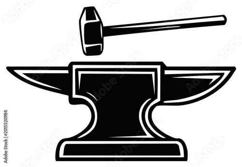 Blacksmiths anvil and hammer strike tool for metalworking and forging industry
