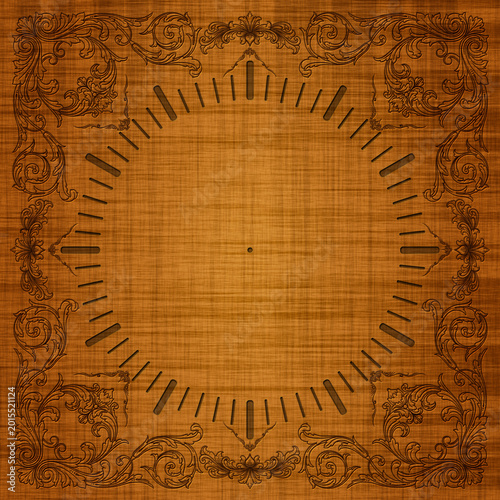 Vászonkép Luxury Baroque Wood Carved Clock Face Collection - Premium 8K Digital Assets