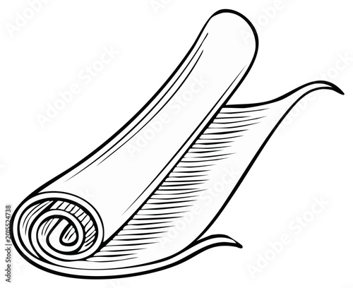 Rolled Scroll Paper Illustration, Ancient Document Sketch, Parchment Vector
