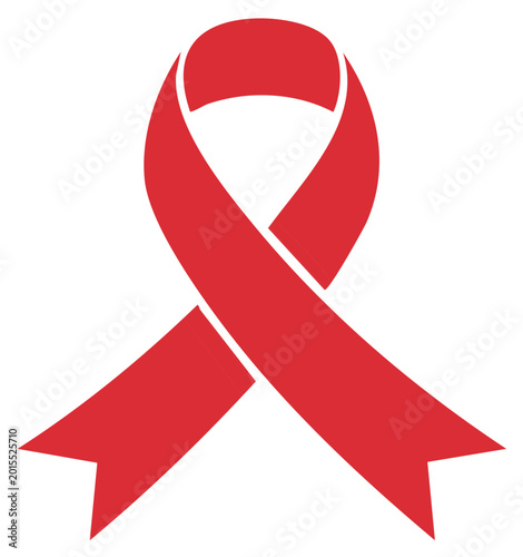 Red awareness ribbon vector icon for HIV, AIDS, and heart disease support campaigns