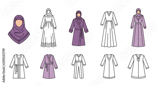 Tableau sur toile Traditional Middle Eastern female clothing designs.